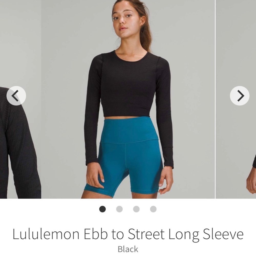 Lululemon Ebb To Street Black Long Sleeve‎ Ribbed Padded Top Size 4 W3DZNS L